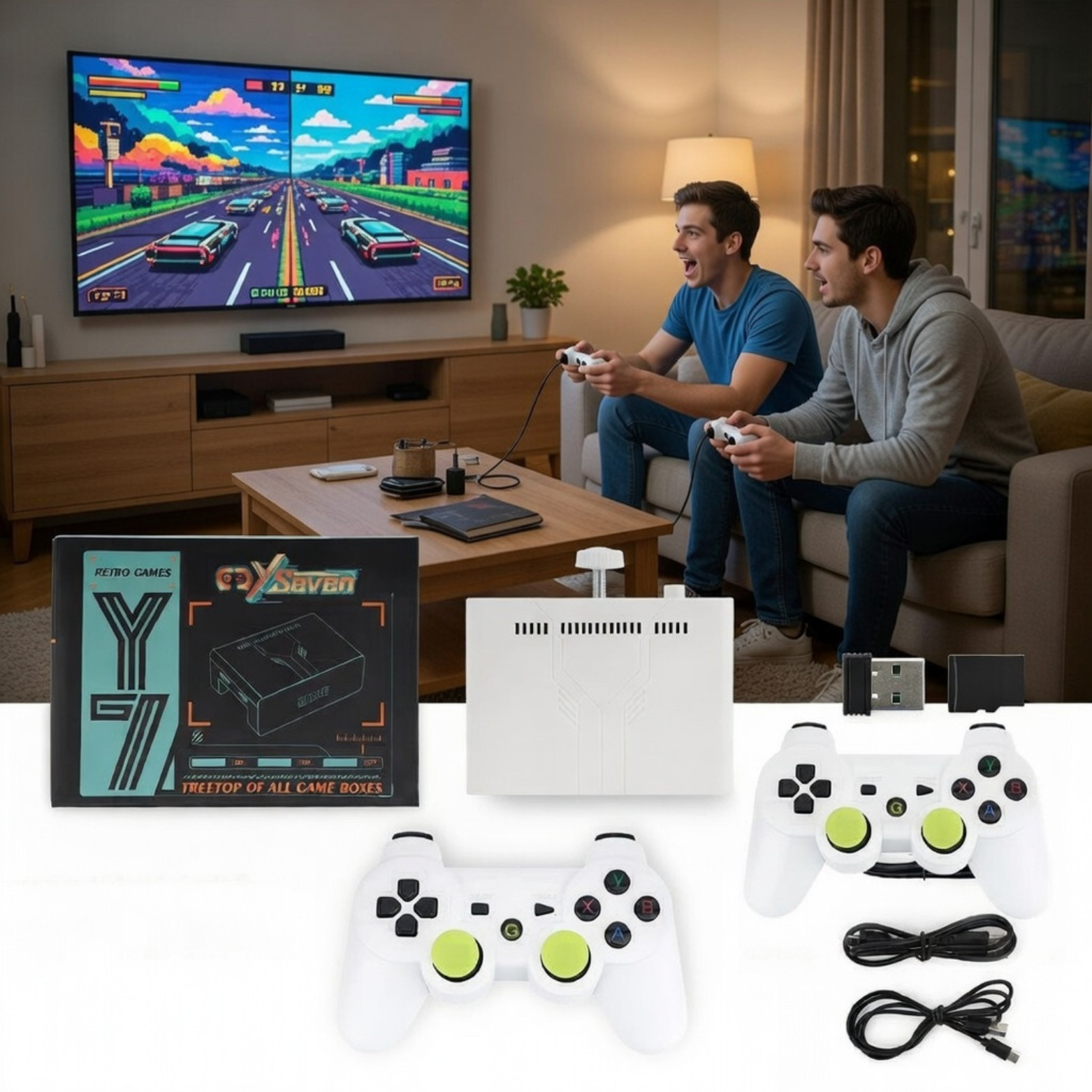 Y7 Video Game Console 256G 12000 Games Linux Wireless Rechargeable Controller