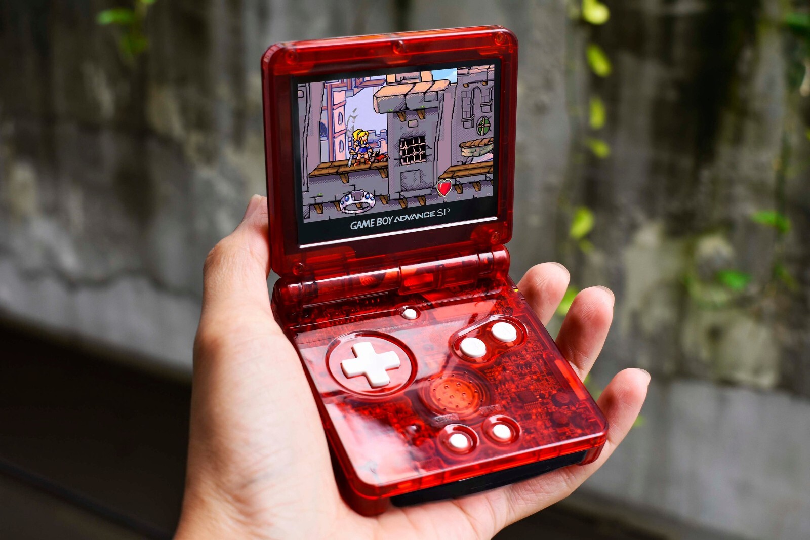 Backlit IPS LCD GBAsp Mod Nintendo Gameboy Advance SP Mirror Clear Red