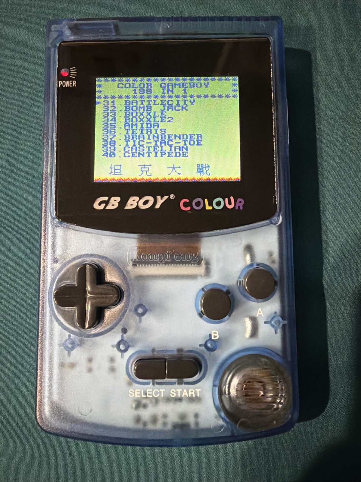 GB BOY COLOUR Kongfeng 66 in 1 Handheld Gameboy Color Clone Crystal Blue In Box