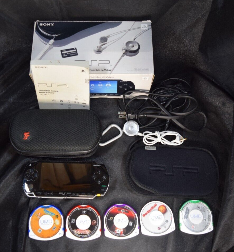 Sony PlayStation Portable Value Pack – Black (PSP-1001K) With Games/Movies NO SD