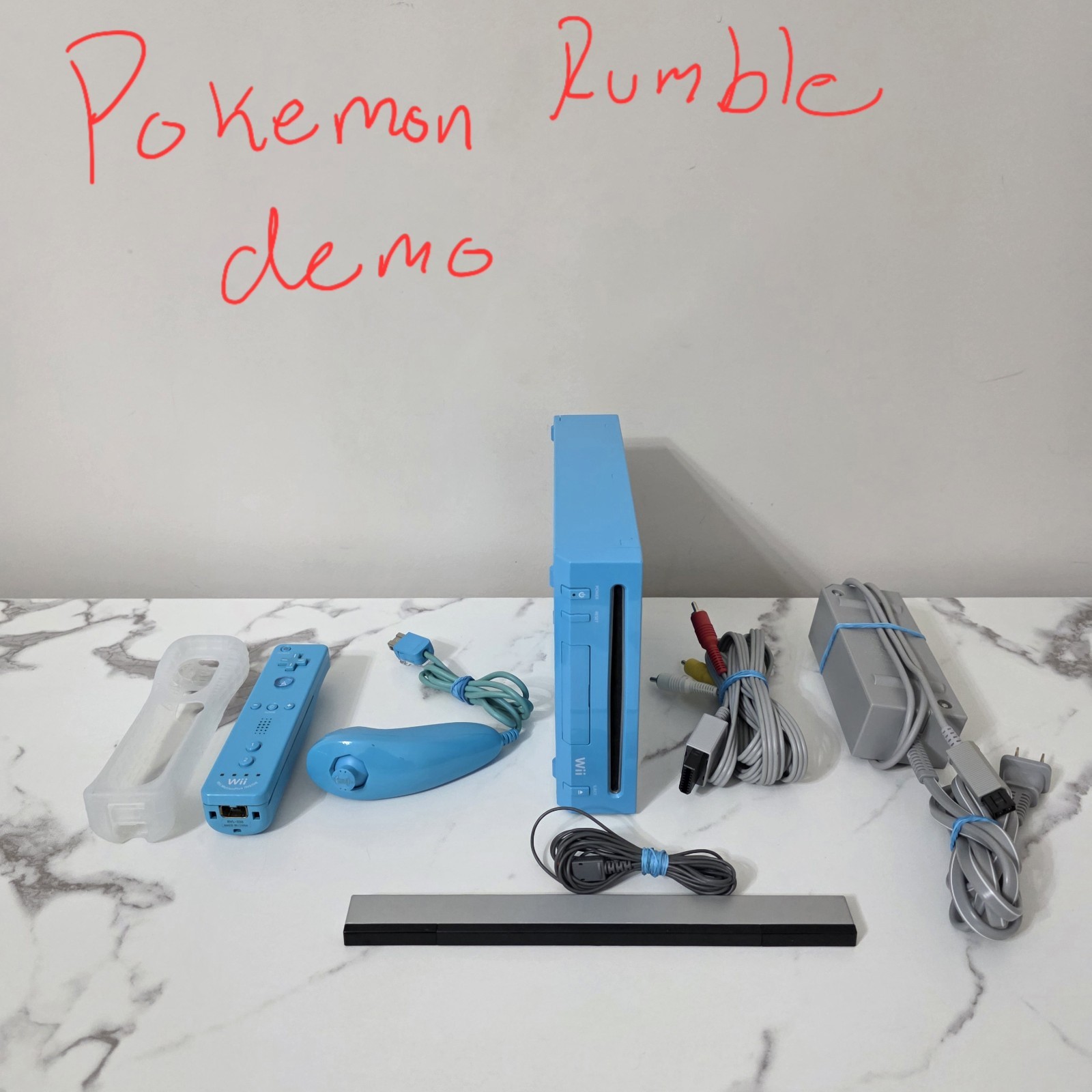Nintendo Wii Video Game System Blue Console Bundle RVL-101 Tested Working