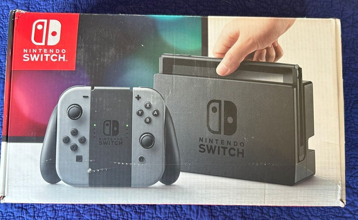 Nintendo Switch Gray Console – 32GB with Matrio & Rabbids game and two joystick