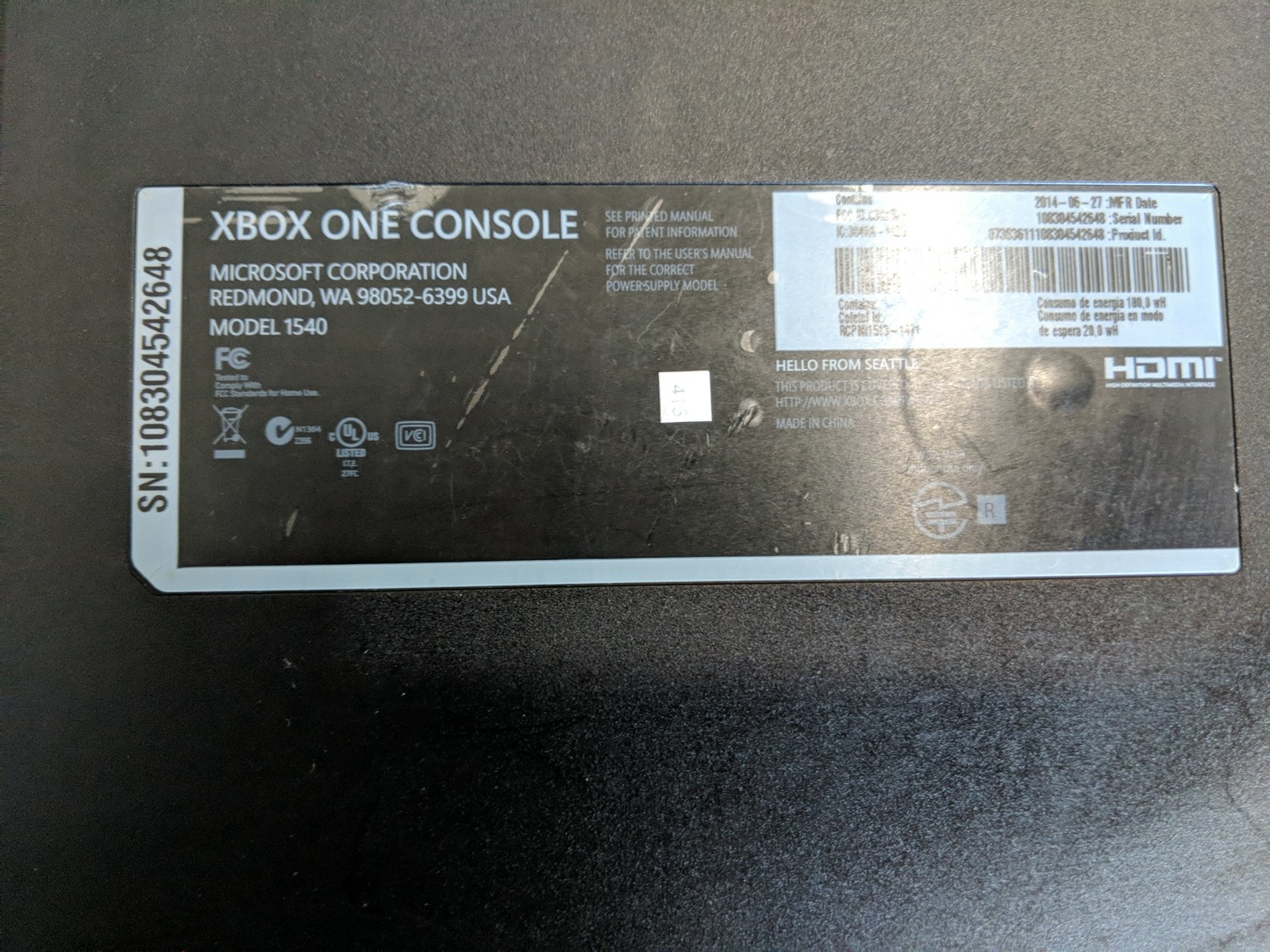 Microsoft Xbox One 500GB Console Gaming System Black 1540 W/ Cables *TESTED*