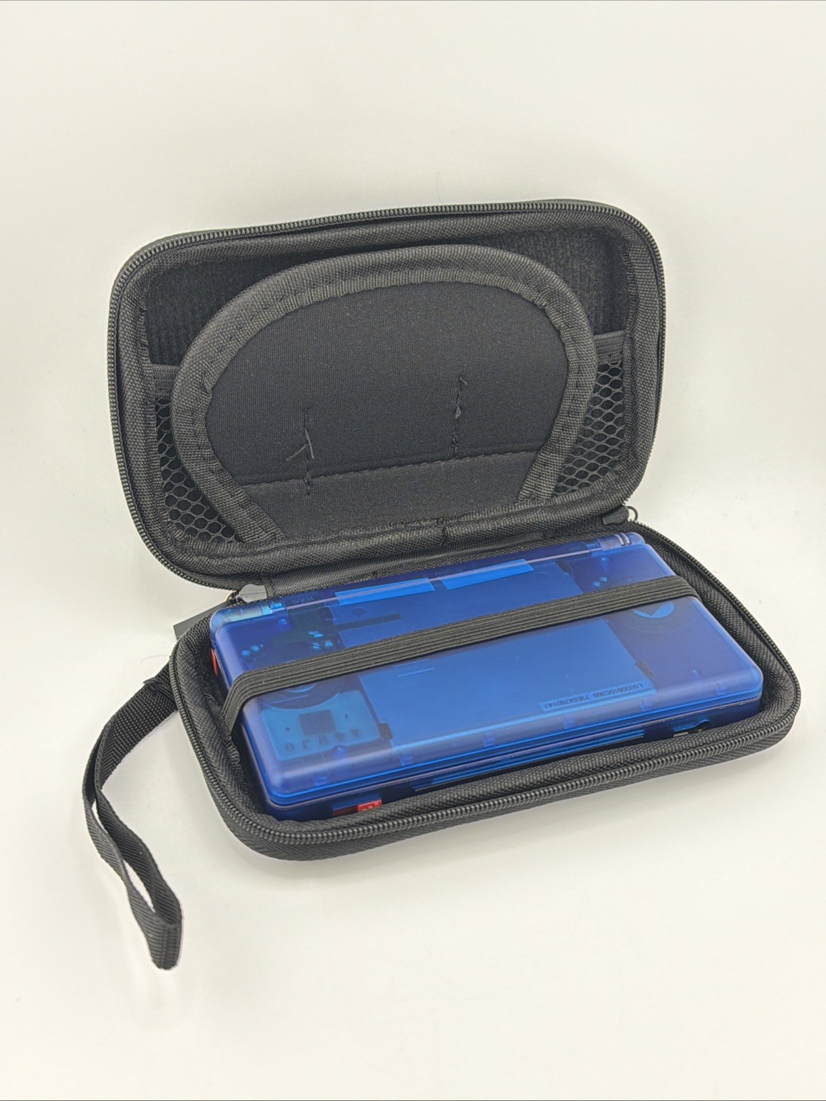 Nintendo DS Lite Transparent Clear Deep Ocean Blue Handheld with Charger & Case