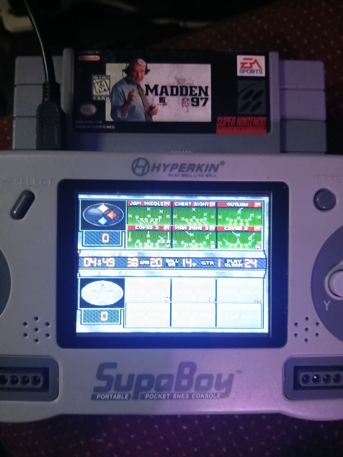 Nintendo SNES SupaBoy Hyperkin in Gray TESTED NO Battery W Madden SNES