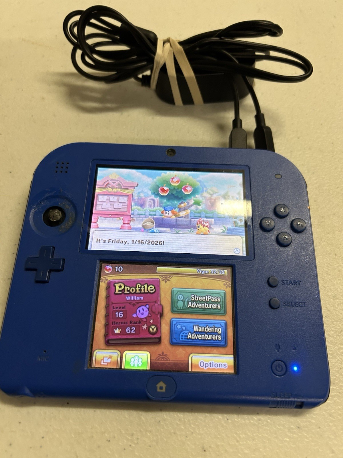 Nintendo 2DS Handheld Game Console FTR-001 Black/Blue Thumb stick Missing Works