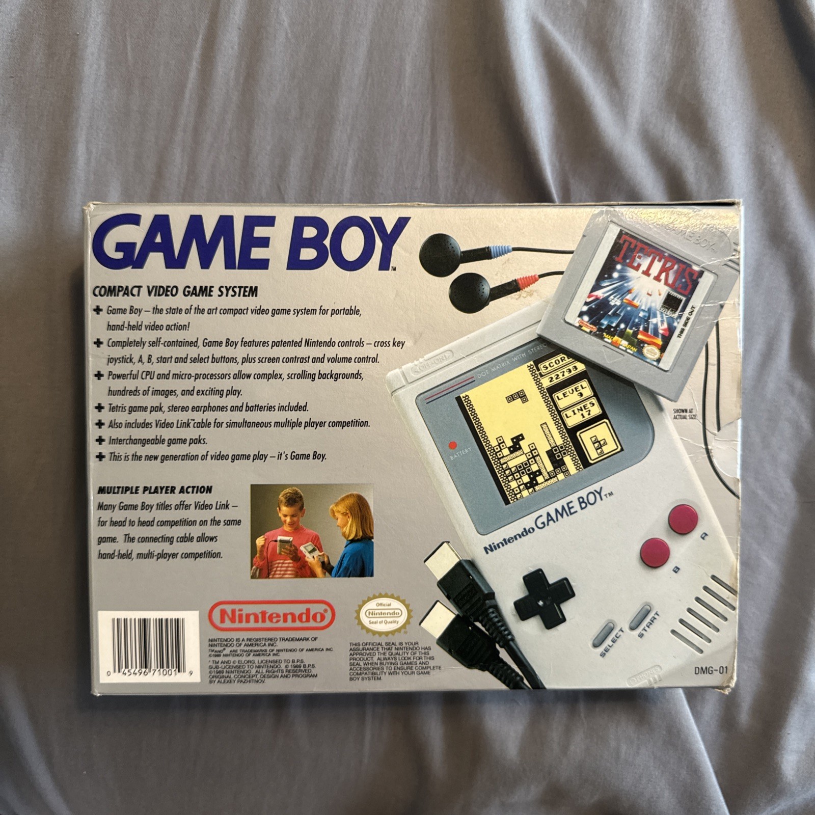 Nintendo Game Boy Open Box – Console, Headphones, Cable, Manuals (NO TETRIS)