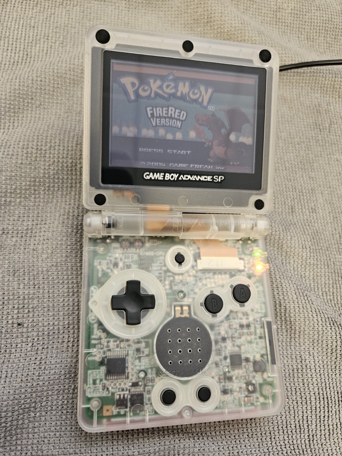 Gameboy Advance SP AGS-001 – Clear Shell – USB-C Charging – New Battery