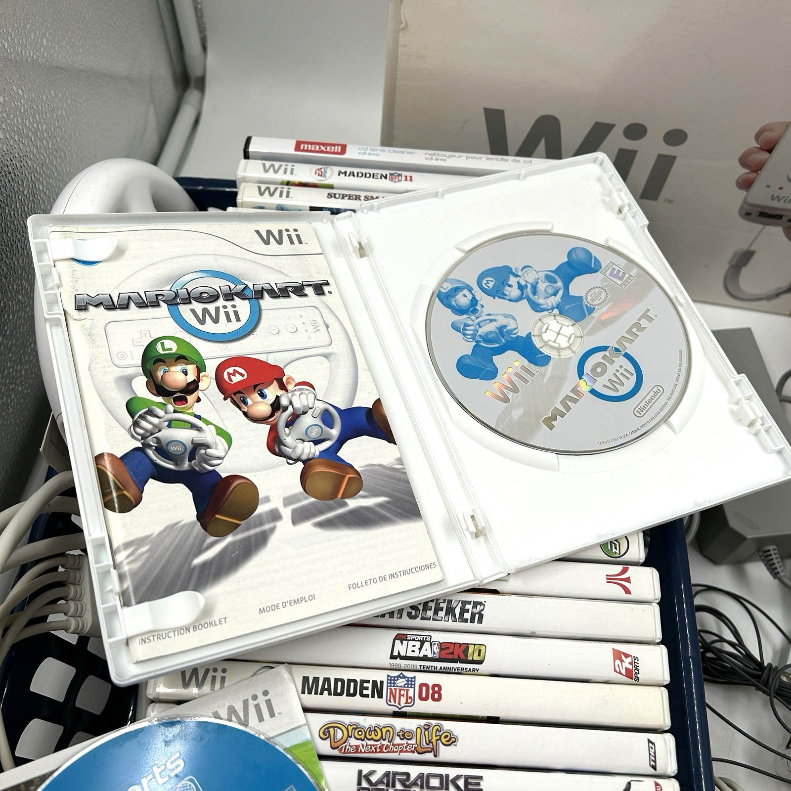 Huge Nintendo Wii Console Bundle RVL-101 2 Controllers 23 Games Mario With Box