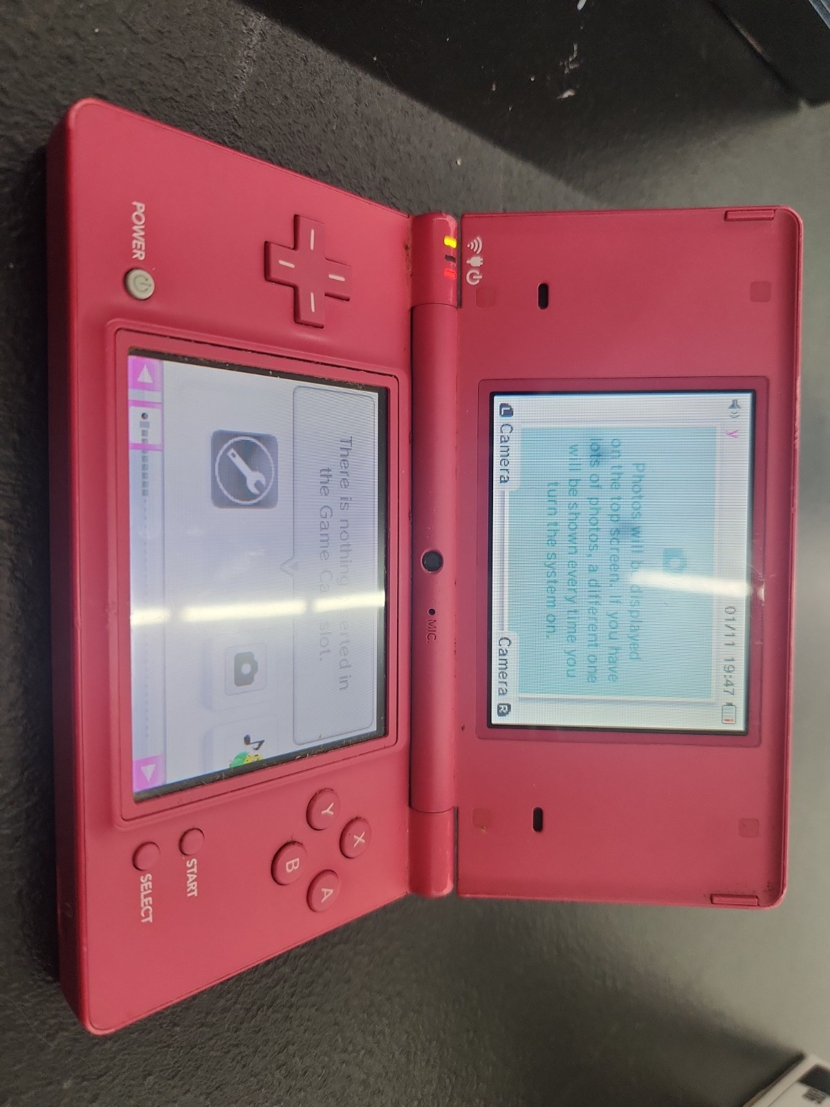 As-Is Nintendo DSi Pink Powers On LCD BLEED Good Shell Hinge