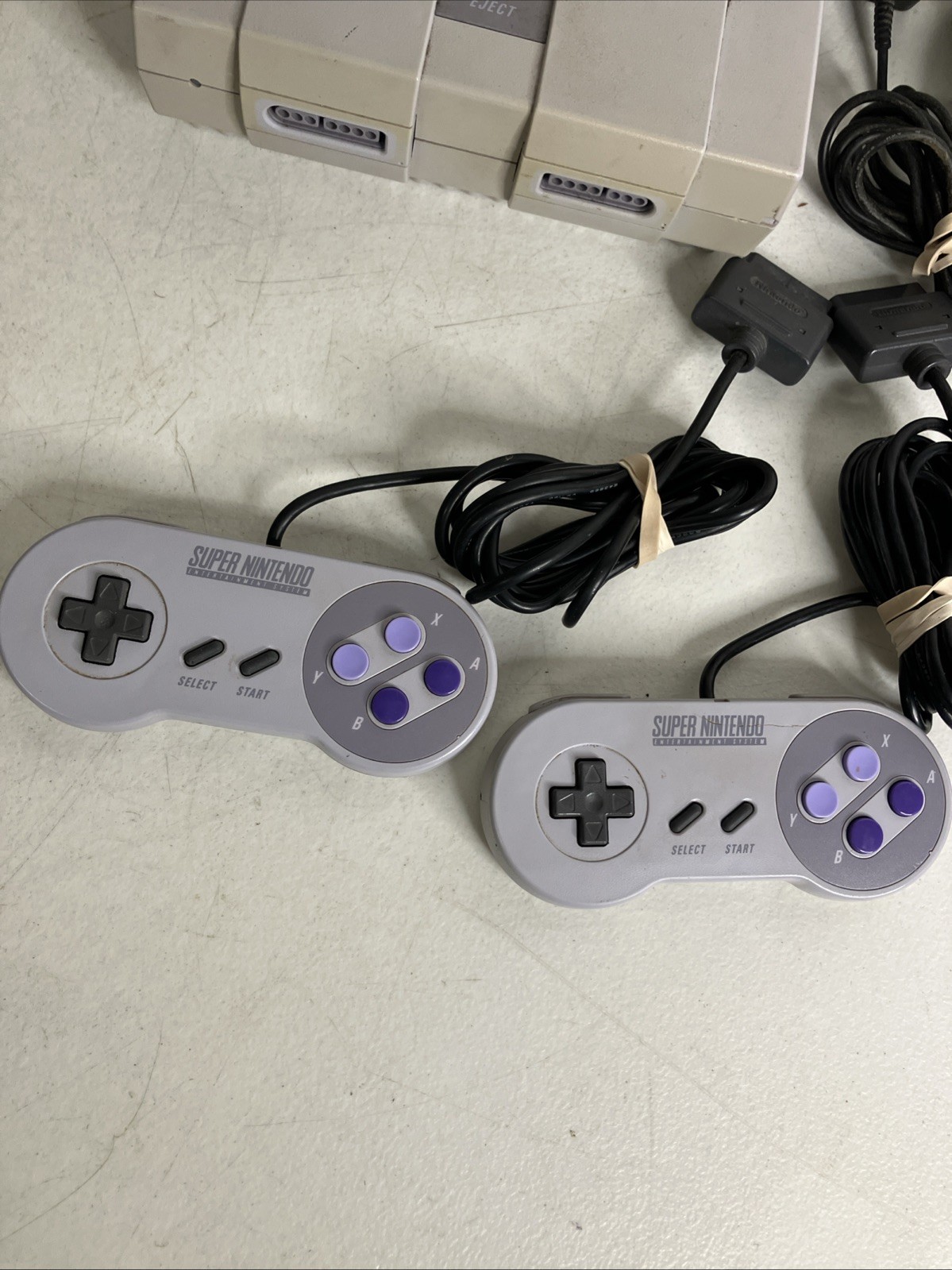 Super Nintendo SNES System Console Bundle 10 Games Super Mario World F-Zero Sim