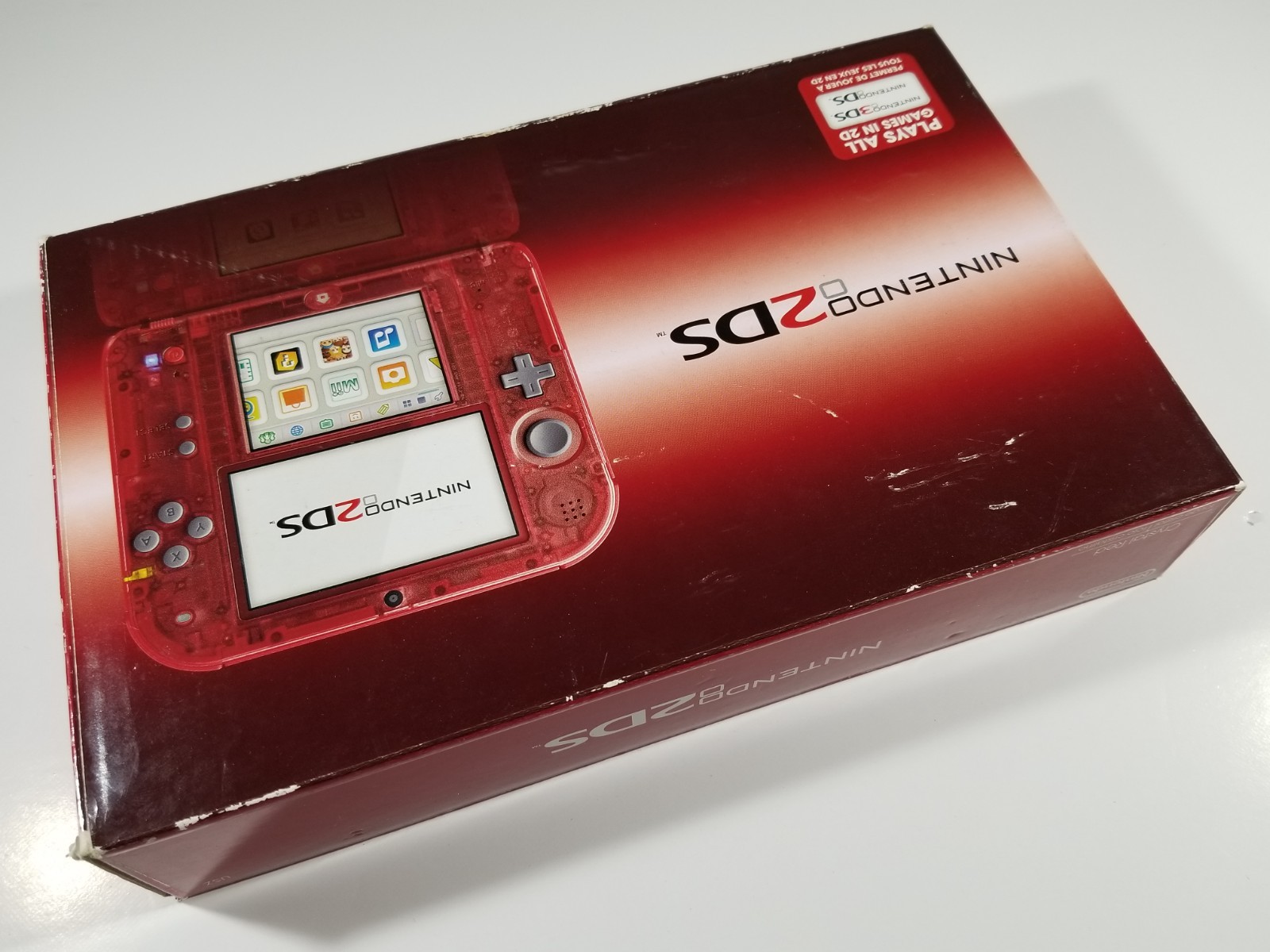 ¤ Empty Original Box Nintendo 2DS Crystal Red Handheld Console ¤ Manual Cards