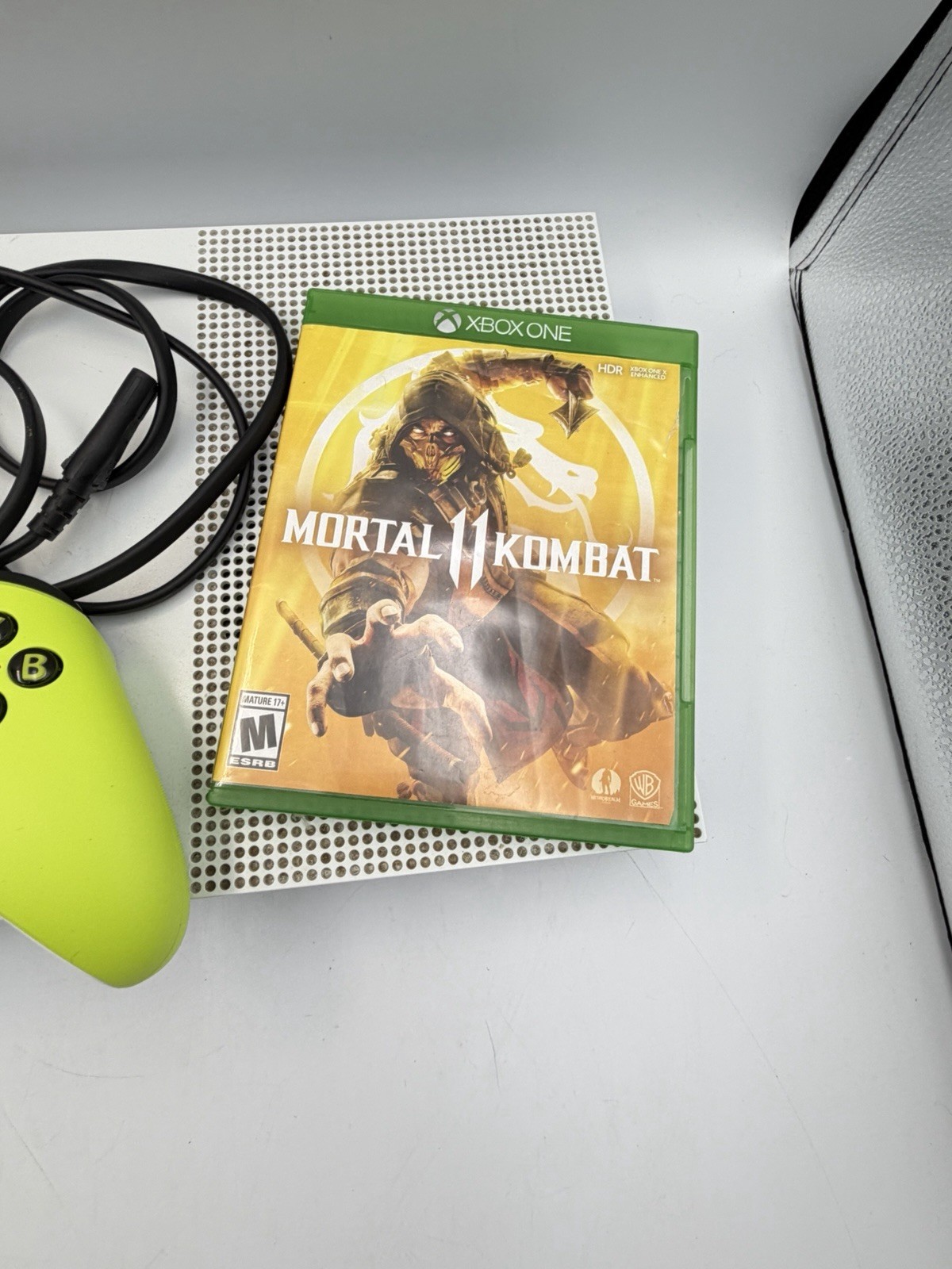 Microsoft Xbox One S Console Model 1681 w/ Controller Power Cord, Top Is Stained