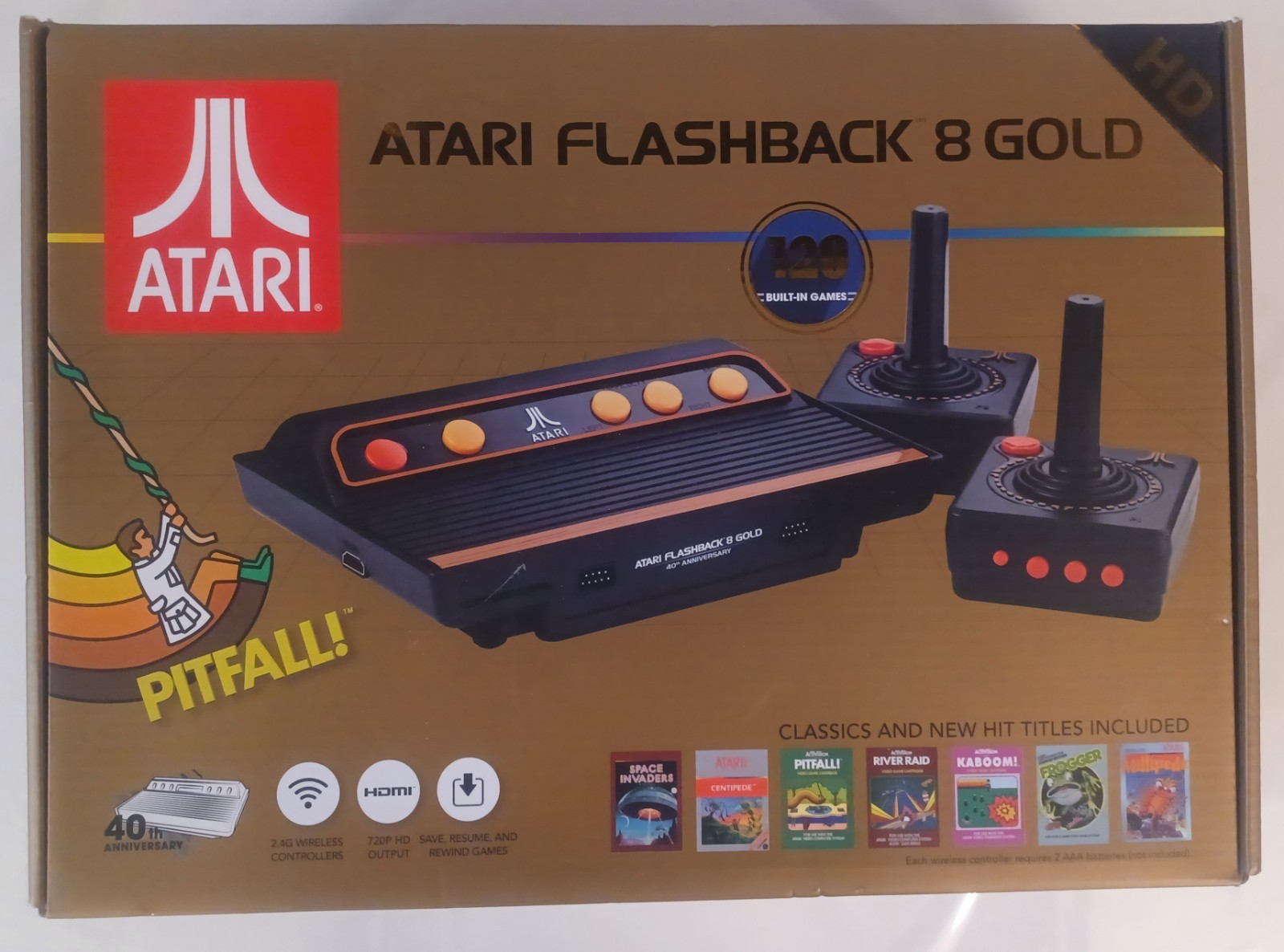 Atari Flashback 8 Gold Deluxe HD Console Wireless Controllers Gold – New -In Box