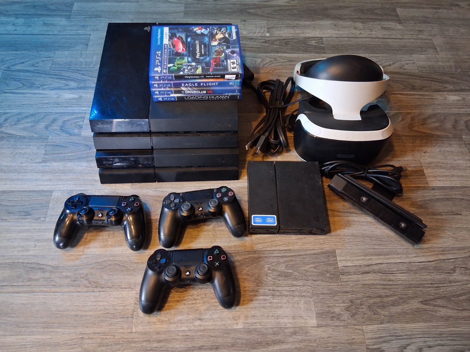 PlayStation 4 Console Controller Lot For Repair + Untested PSVR W/ 4 Games