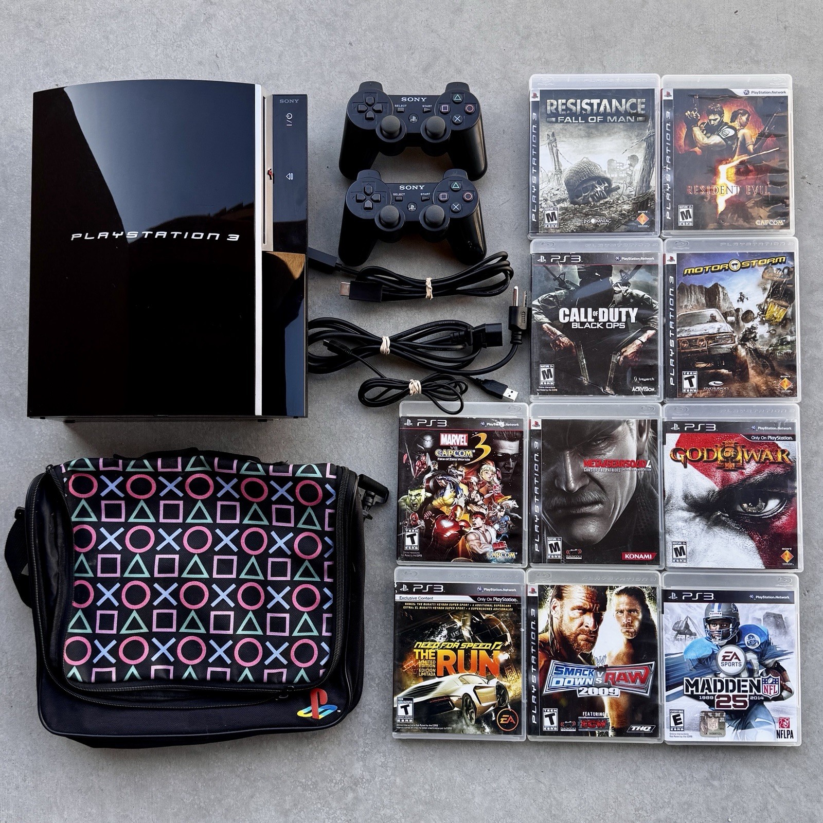 Sony PlayStation 3 Fat PS3 160GB Black Console System CECHP01 Bundle Tested! Lot