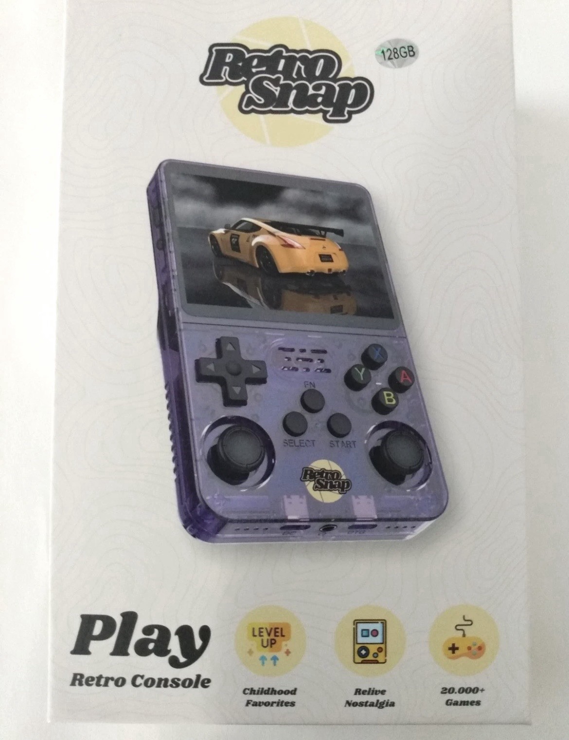 Retro Snap Play Handheld Console 128GB, 3.5″ Screen, 40k games, White Free Case