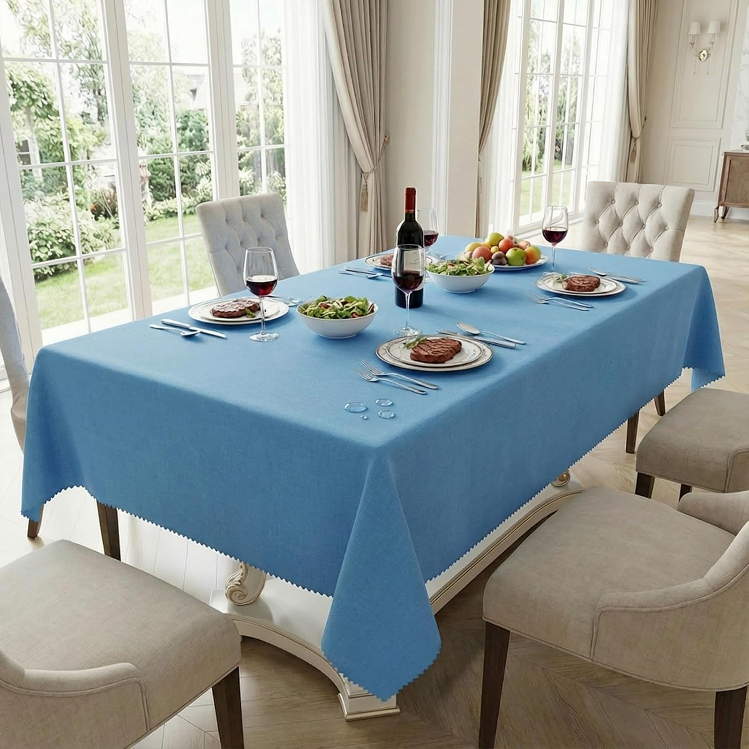 Rectangular Tablecloth Cationic Fabric Waterproof Stain Resistant Wrinkle-Resist