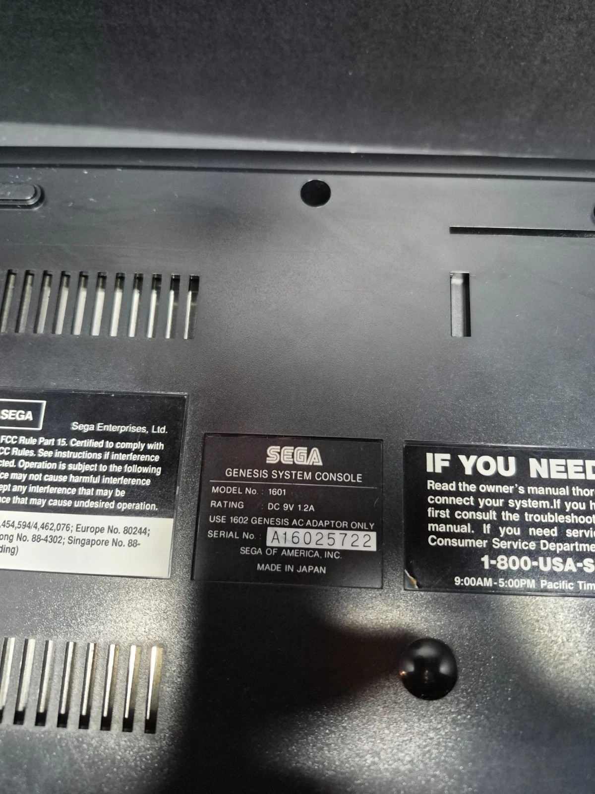 Sega Genesis 16-Bit Console Gaming System Black 1601