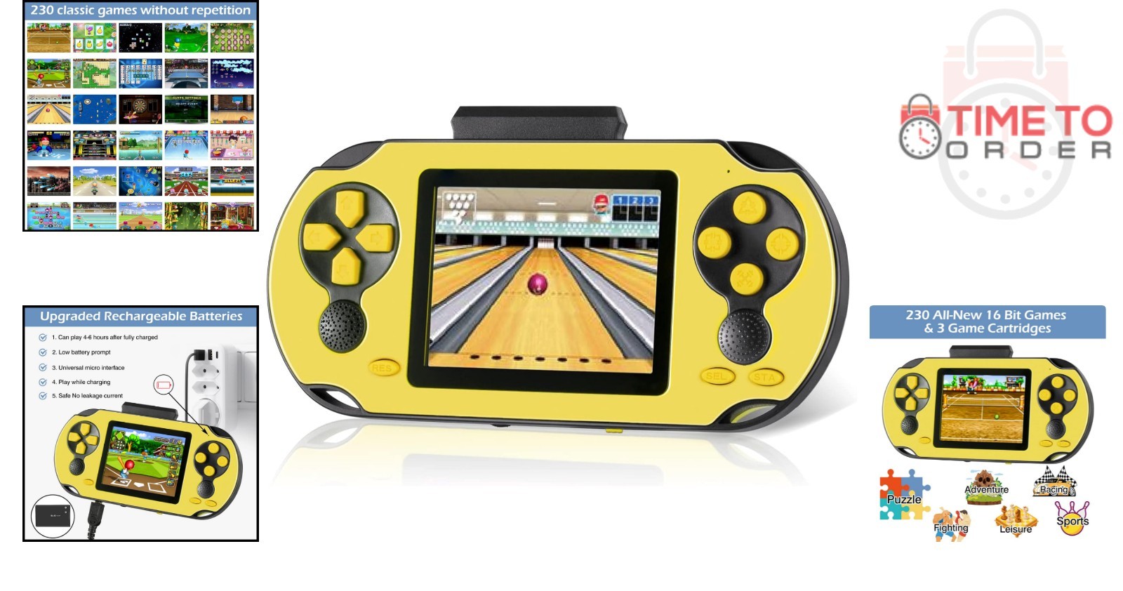 Handheld Game Console Plastic 16 Bit 3-Inch Screen 230 Classic Retro Games