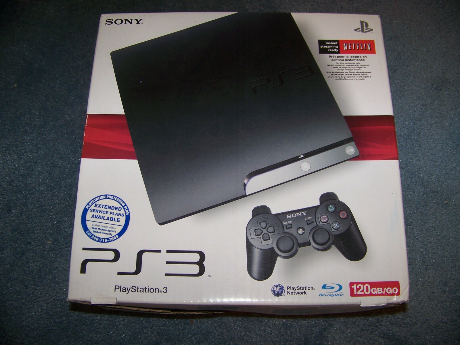 Sony PlayStation 3 PS3 Slim CECH-2001A 120GB Console Complete In Box