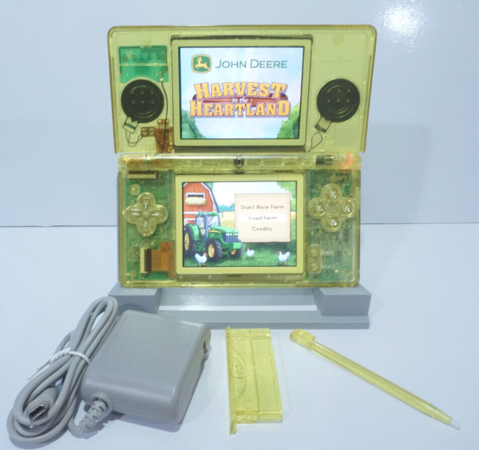 Nintendo DS Lite Transparent Clear Yellow Handheld System with Charger & Stylus