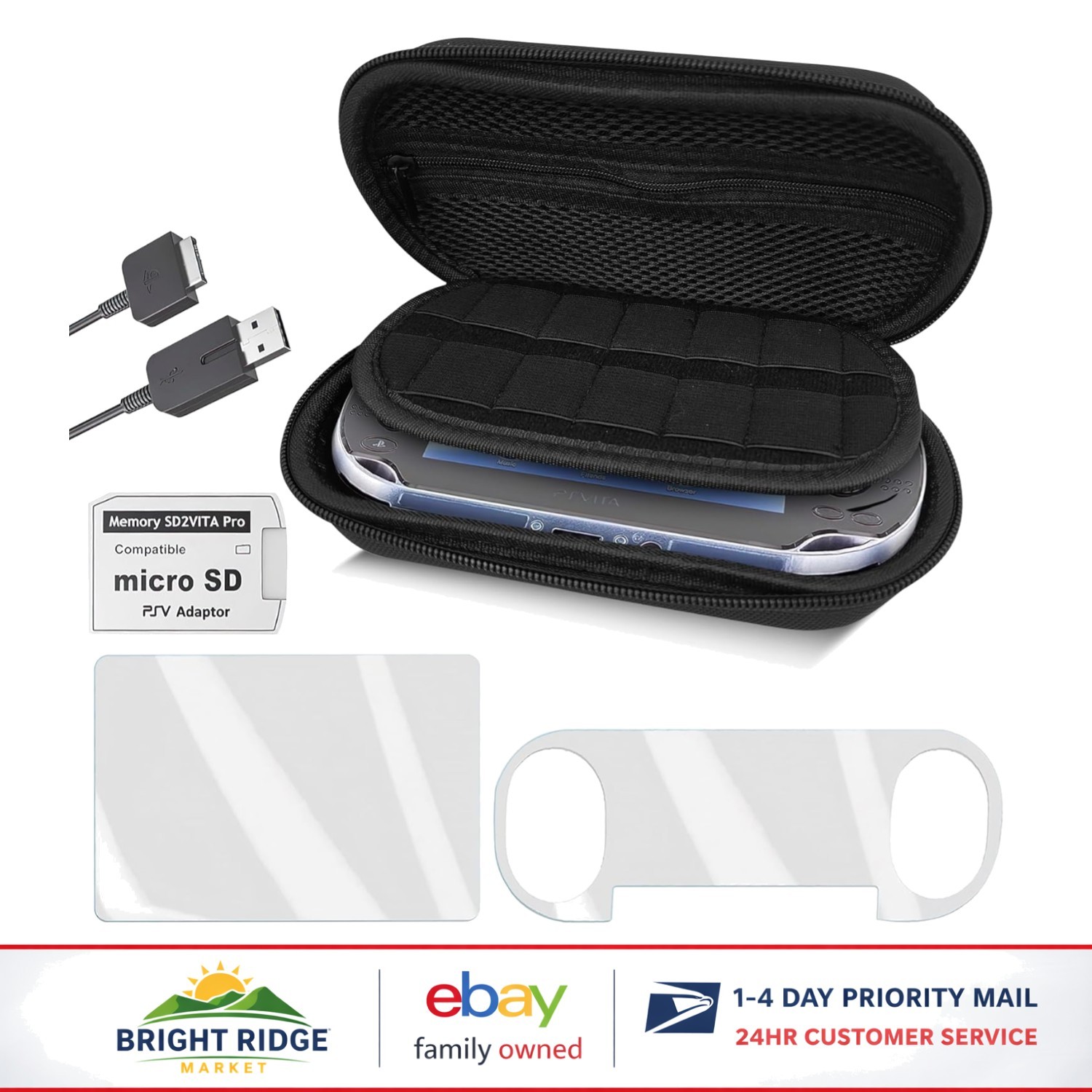 Complete Protection Kit for PS Vita 2000 Slim with Charger and Storage Solutions