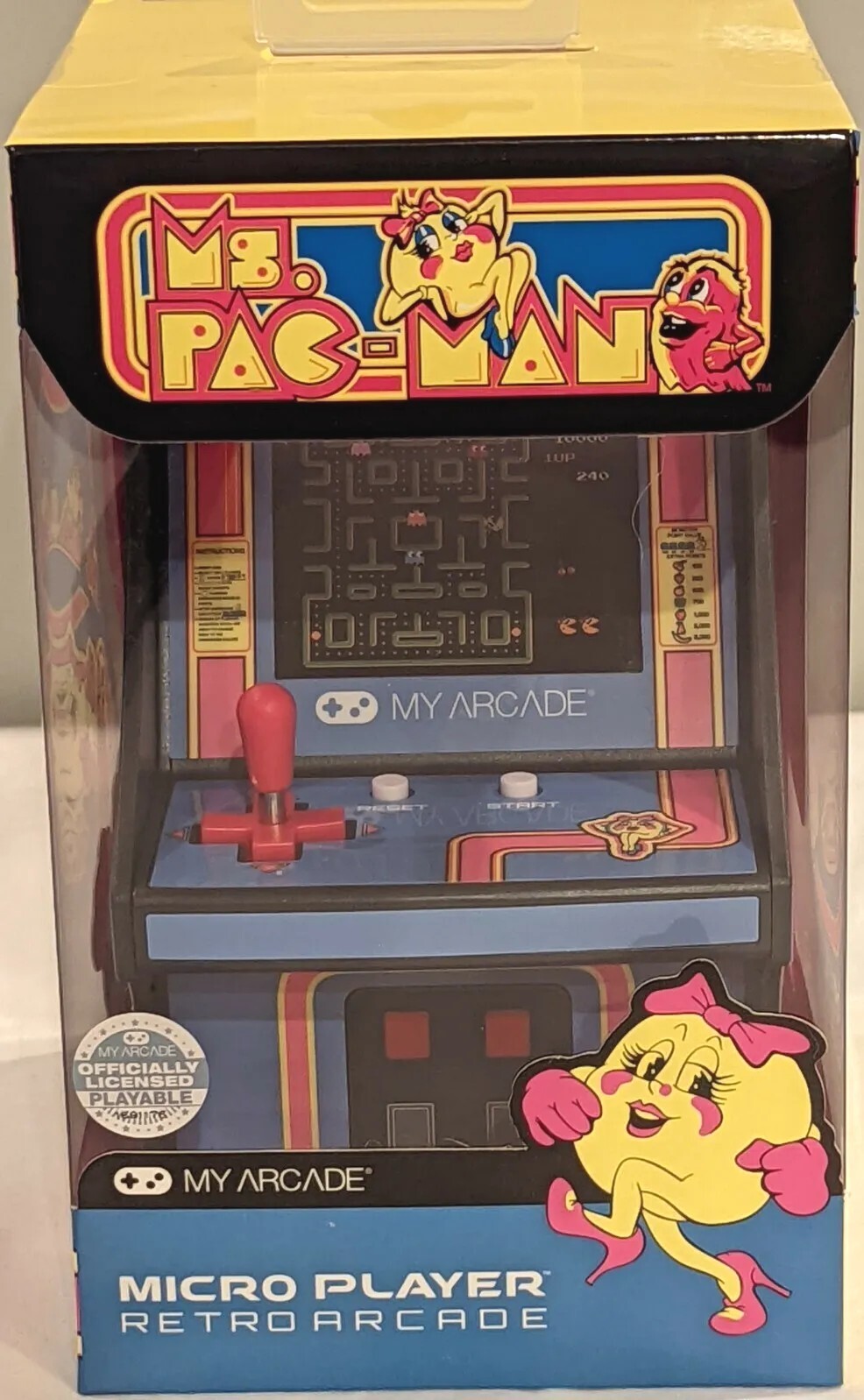 MS.PAC-MAN Micro Player – Collectable Miniature Arcade Cabinet Blue/Pink *NIB!*