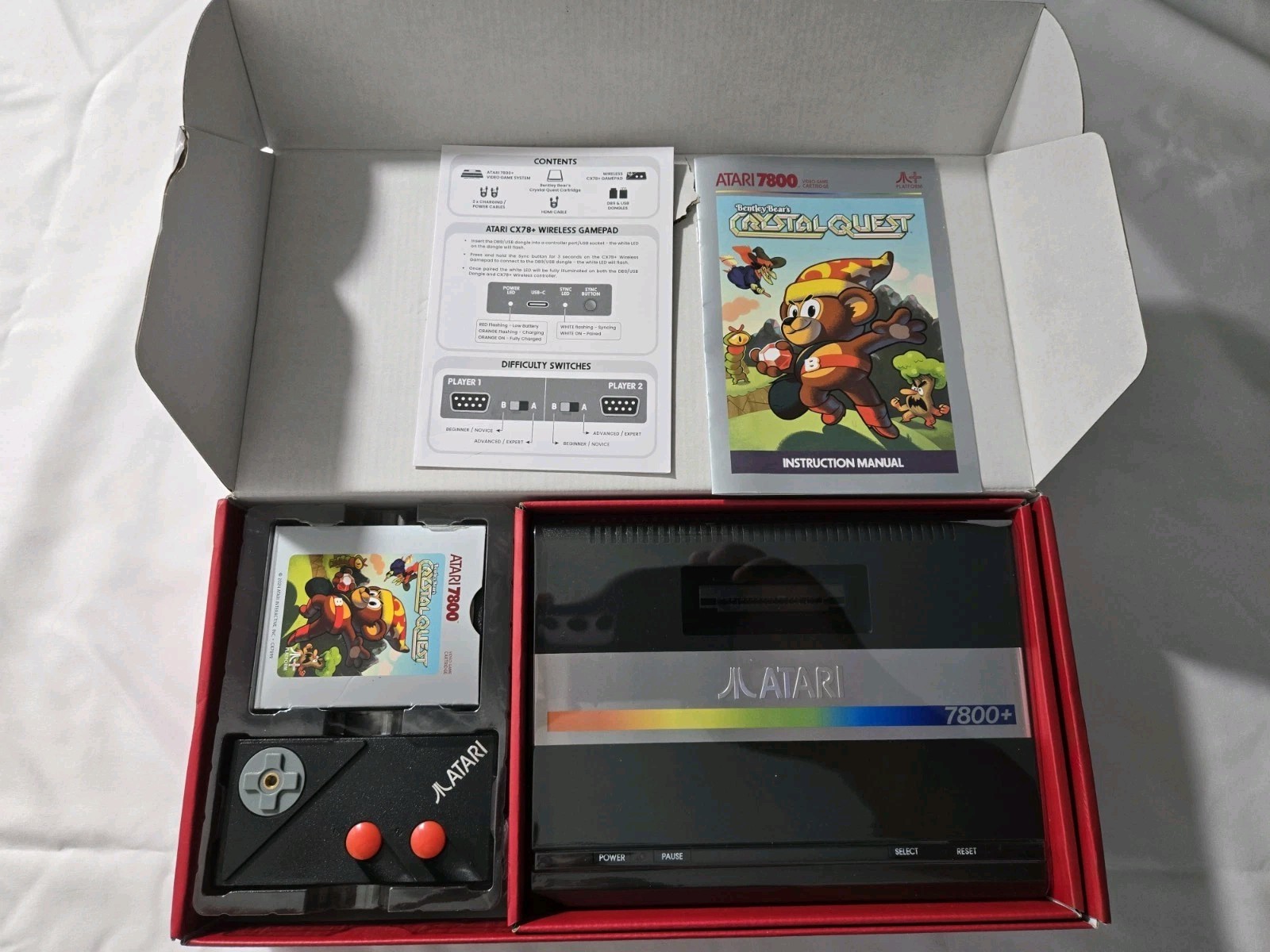 Atari 7800 Video Game Console With Crystal Quest And Controller
