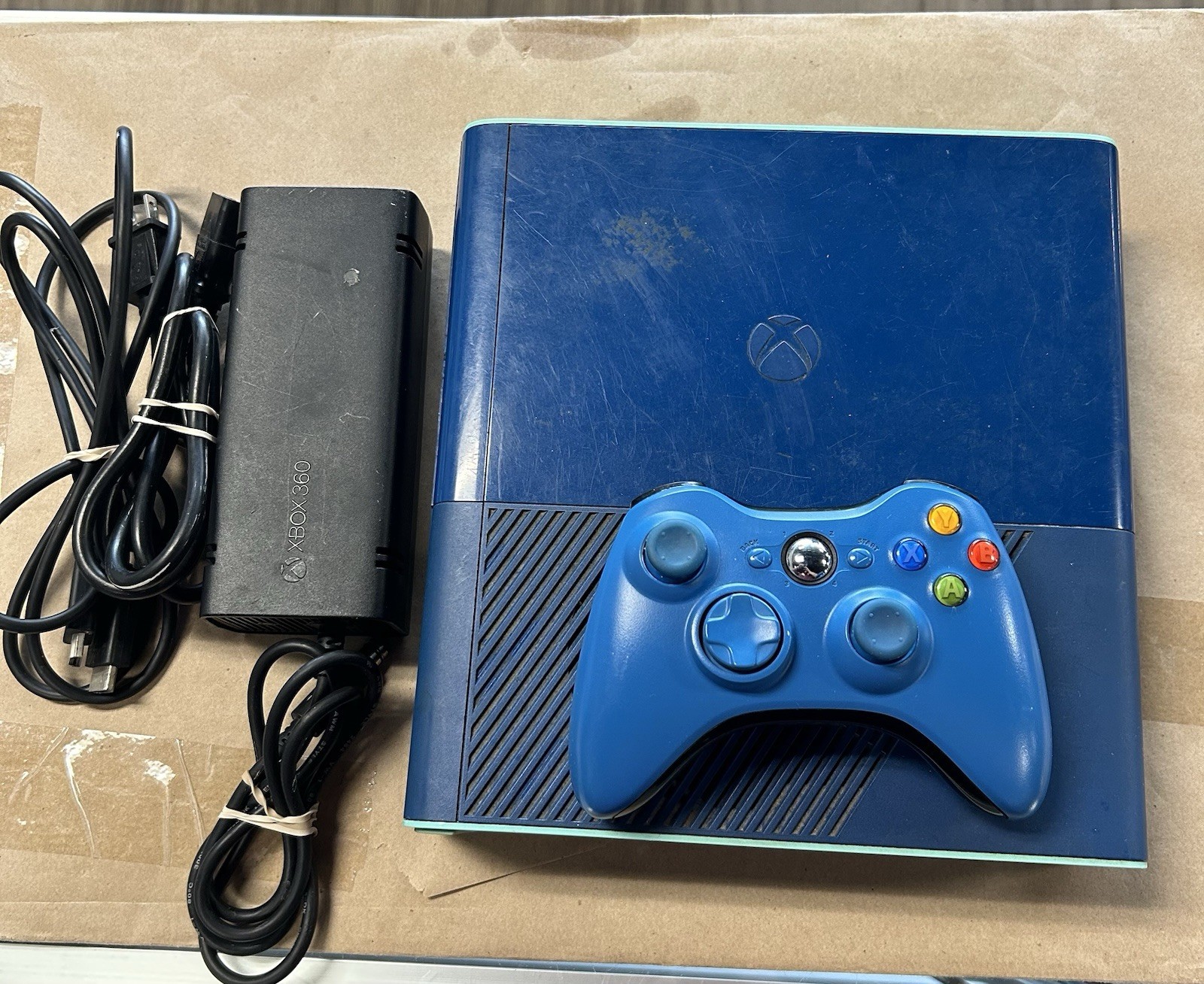 Xbox 360 E Blue & Green Special Edition Console Model 1538 250GB Tested