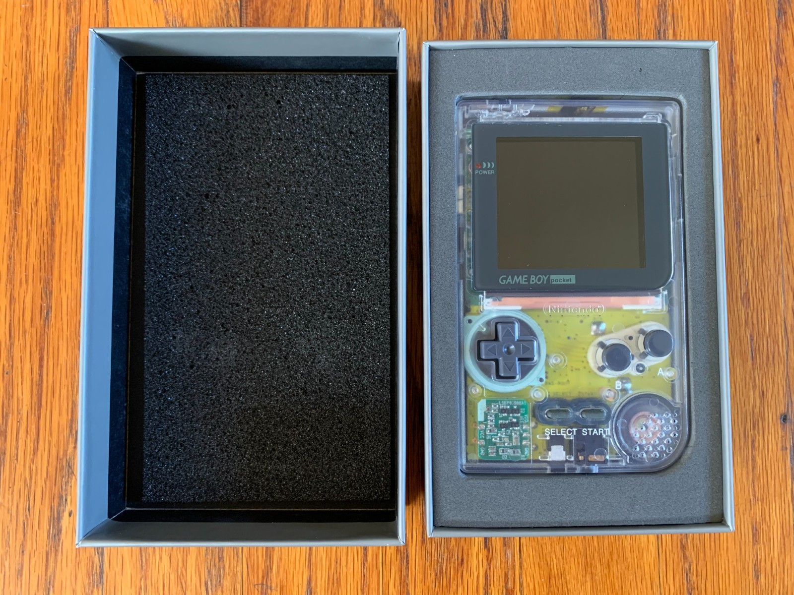 Nintendo Game Boy Pocket clear console system OSD IPS backlit screen yellow pcb