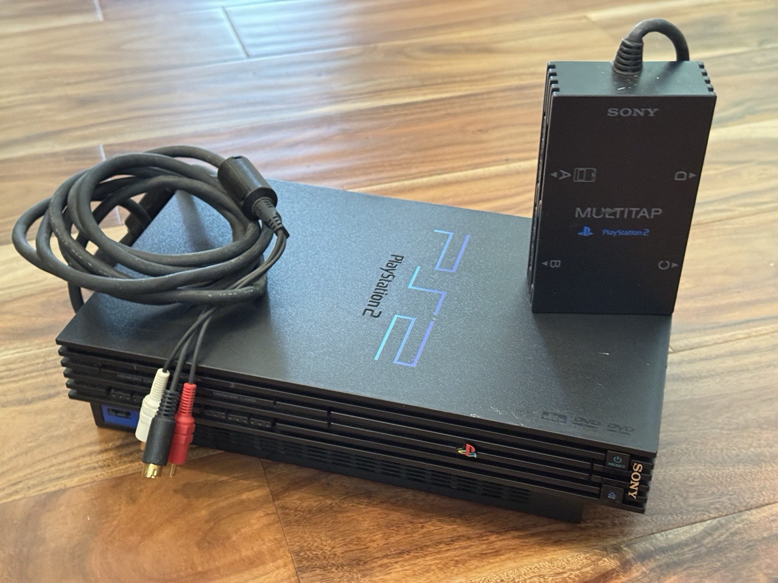 Sony PlayStation 2 Console w. MULTITAP, Power, A/V (tested/working)