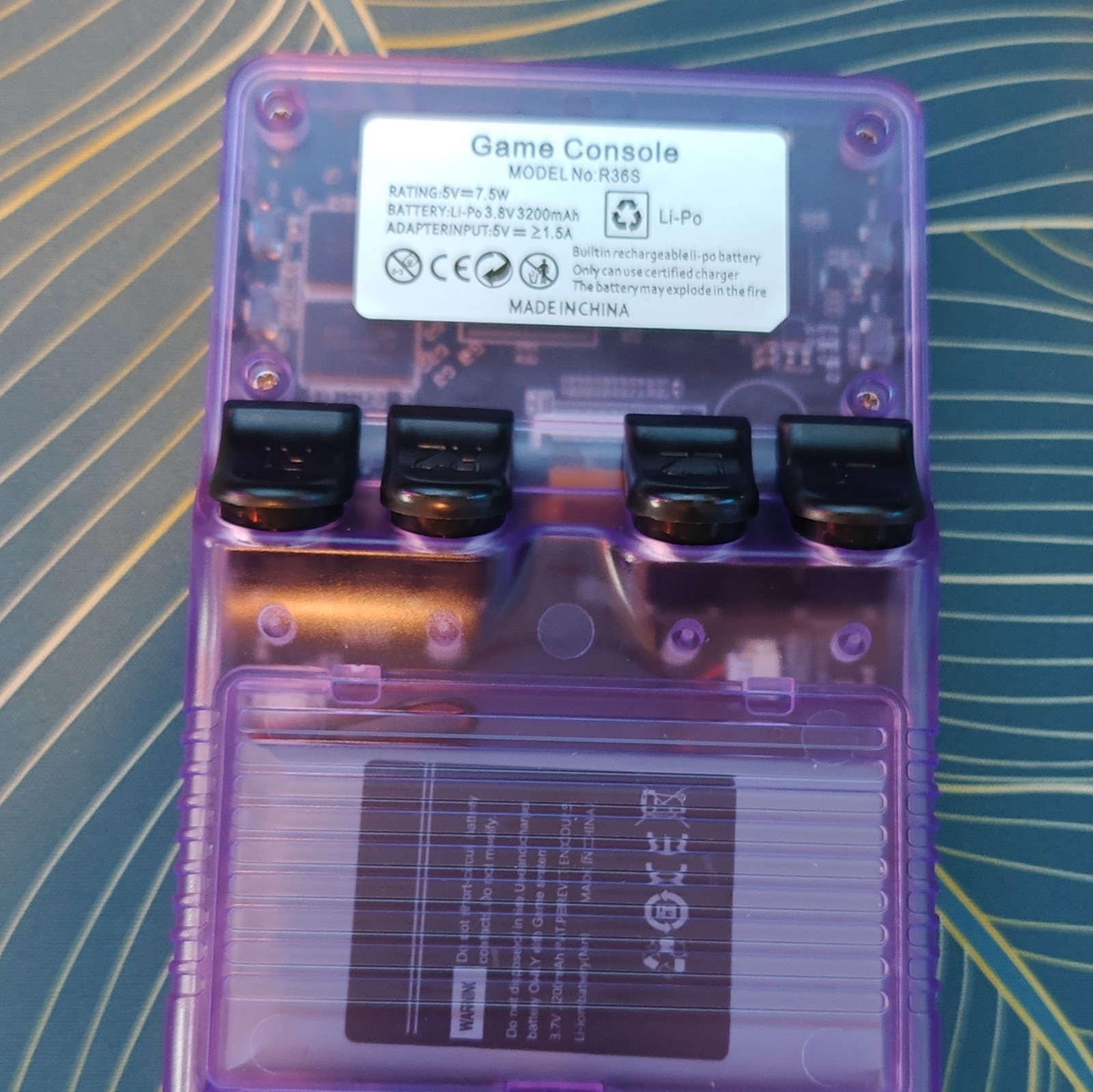 R36S Purple Transparent Handheld System Wi-Fi USB-C Headphone TONS OF GAMES