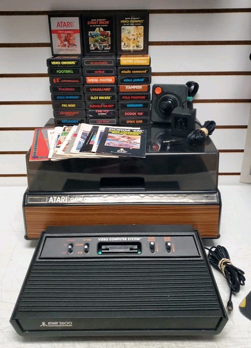 Atari 2600 Vader Console Bundle w/Games, Some Manuals & Game Center – Works READ