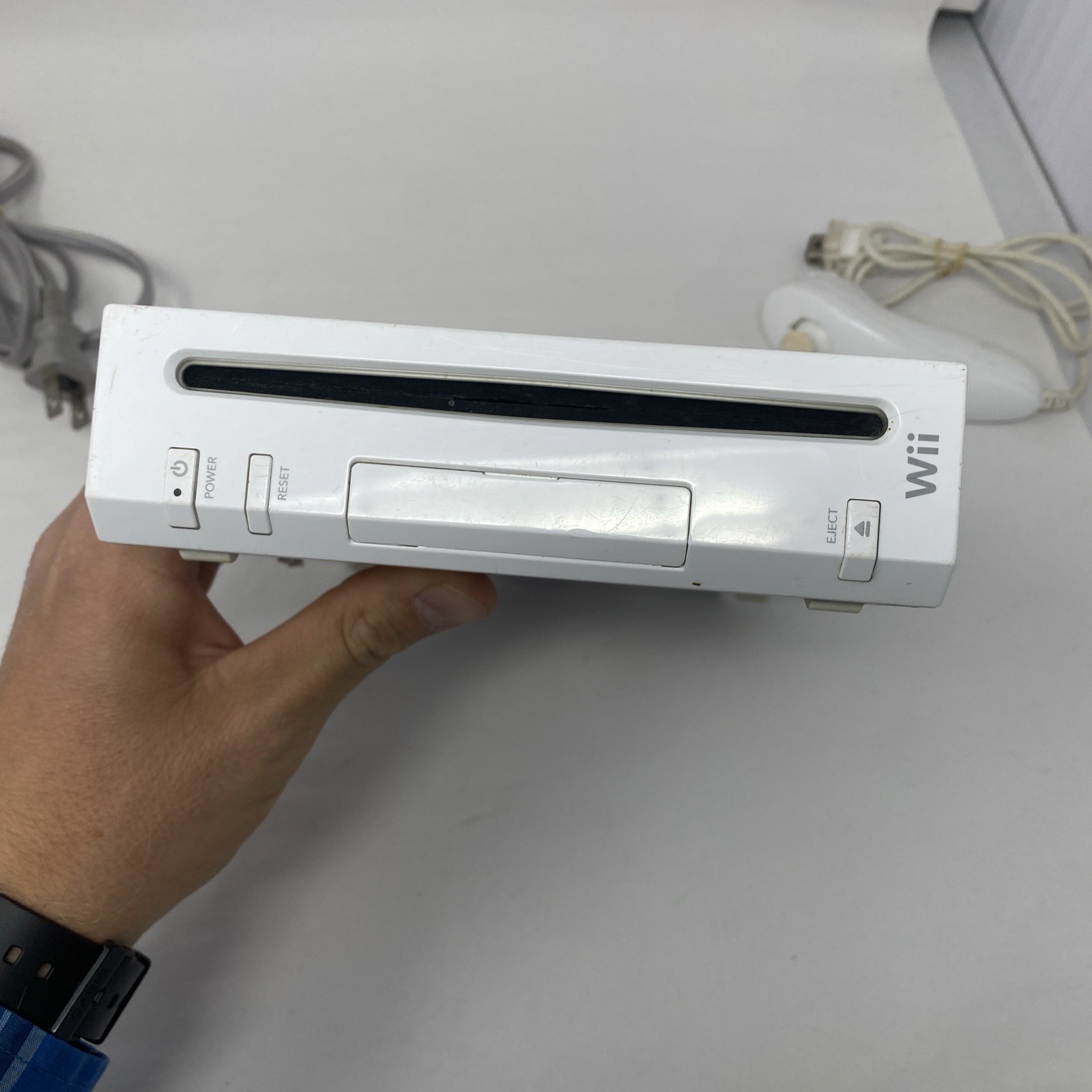 Wii Nintendo Console, Power Adapter FOR PARTS or Repair Powers On Untested