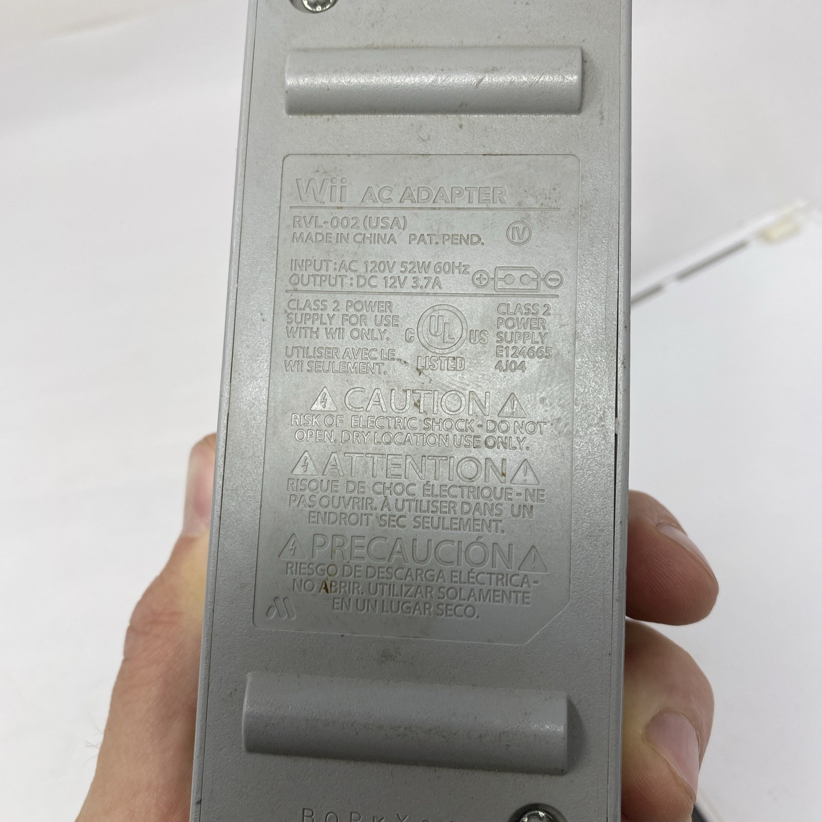 Wii Nintendo Console, Power Adapter FOR PARTS or Repair Powers On Untested