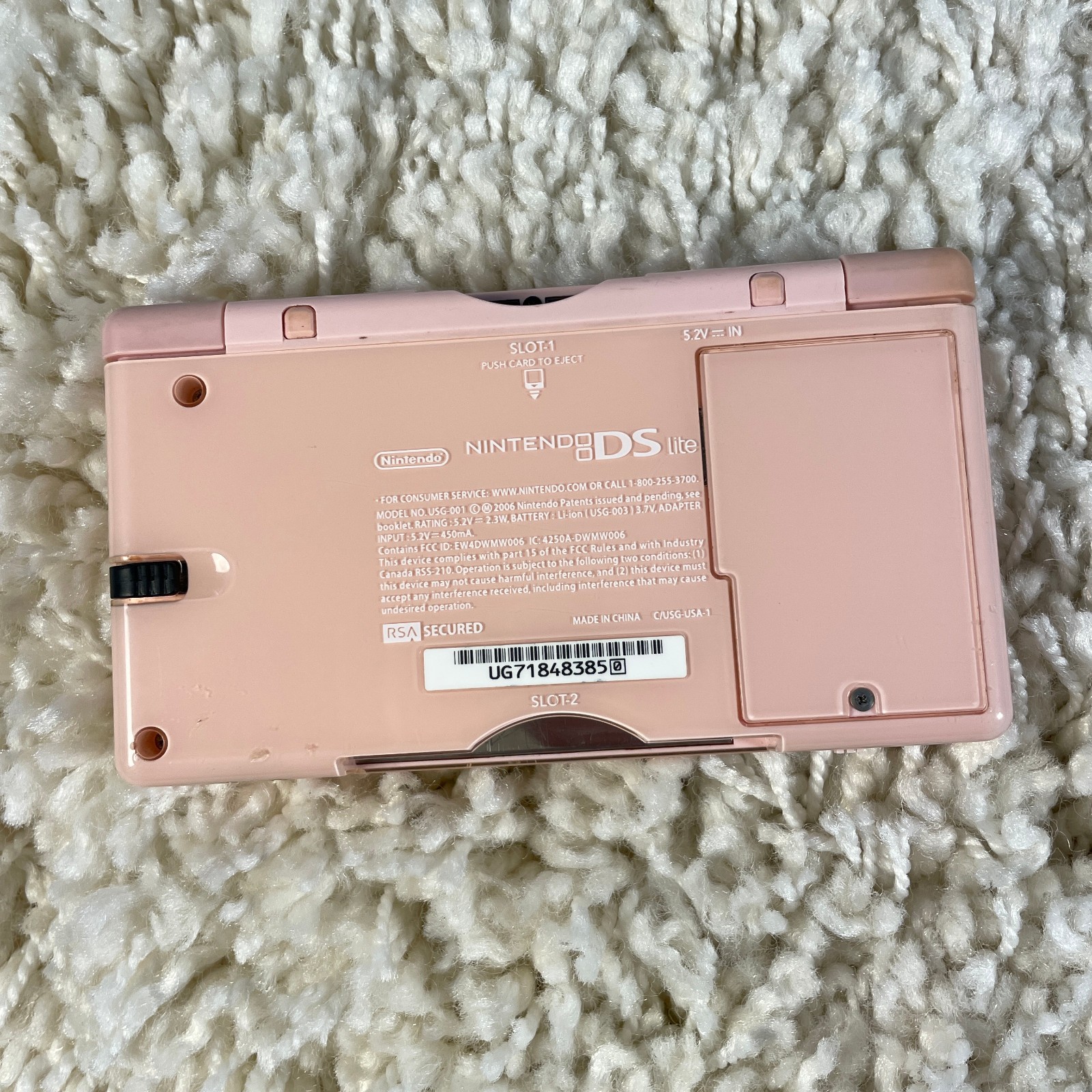 Nintendo DS Lite Rose Pink Handheld System Console USG-001 READ PARTS