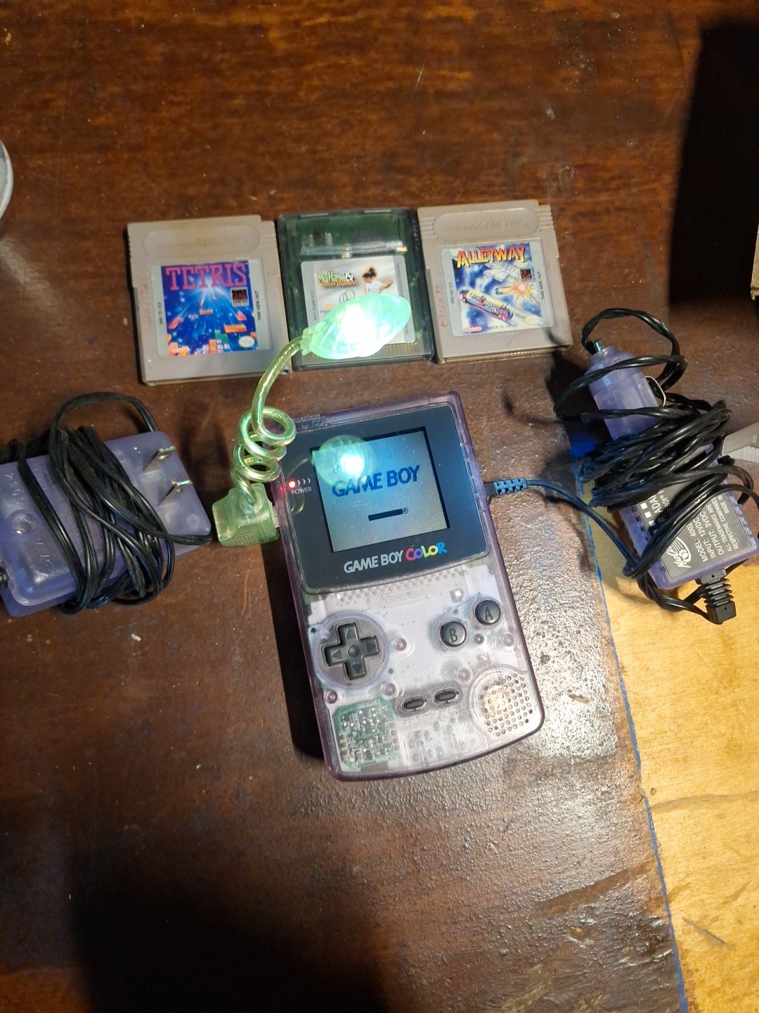 Nintendo Game Boy Color (CGB-001) Clear And Game Boy Video Games With Batteries