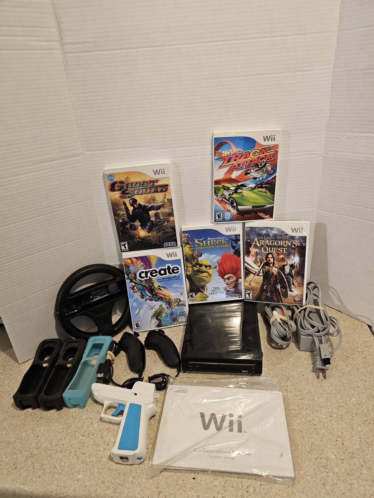 Nintendo Wii Black Console With 5 Games And Tons Of Accessories