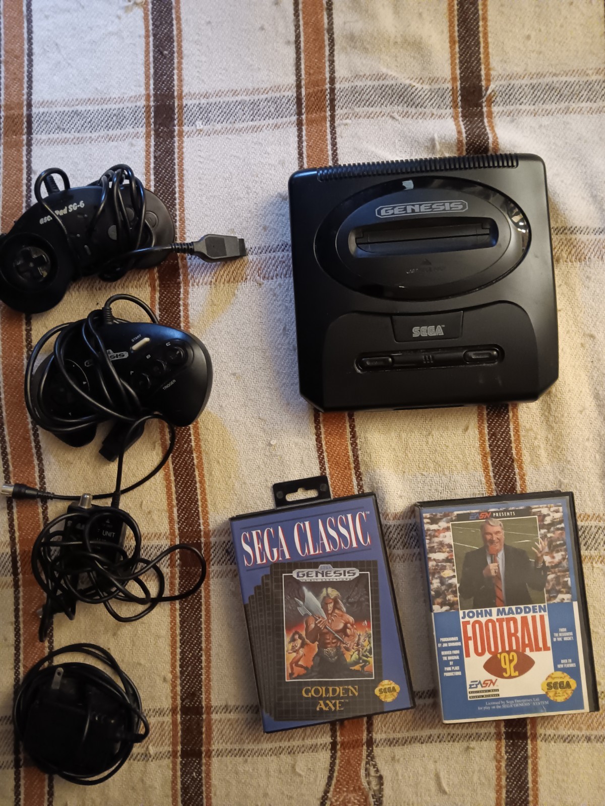 Sega Genesis Model 2 with Golden Axe and John Madden Football 92 Tested Working