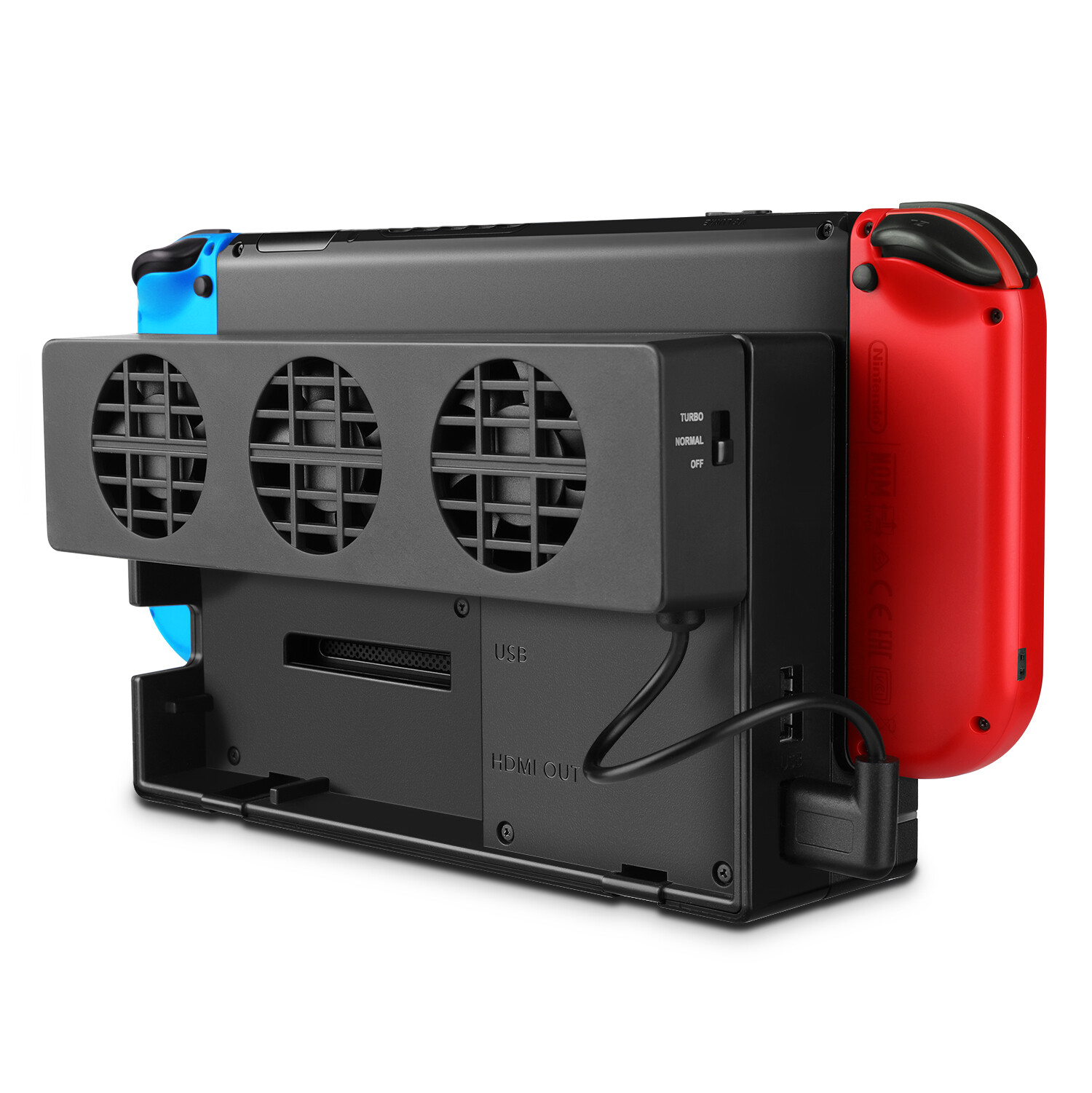 Nintendo Switch Cooling Fan Dock Mount Console Cooler 3-Fans Heat Exhaust Vent