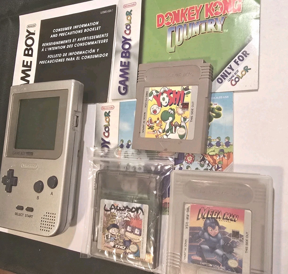 Gameboy Pocket With Games & manual Lot. Working/tested! Priced To Sell. Mega Man