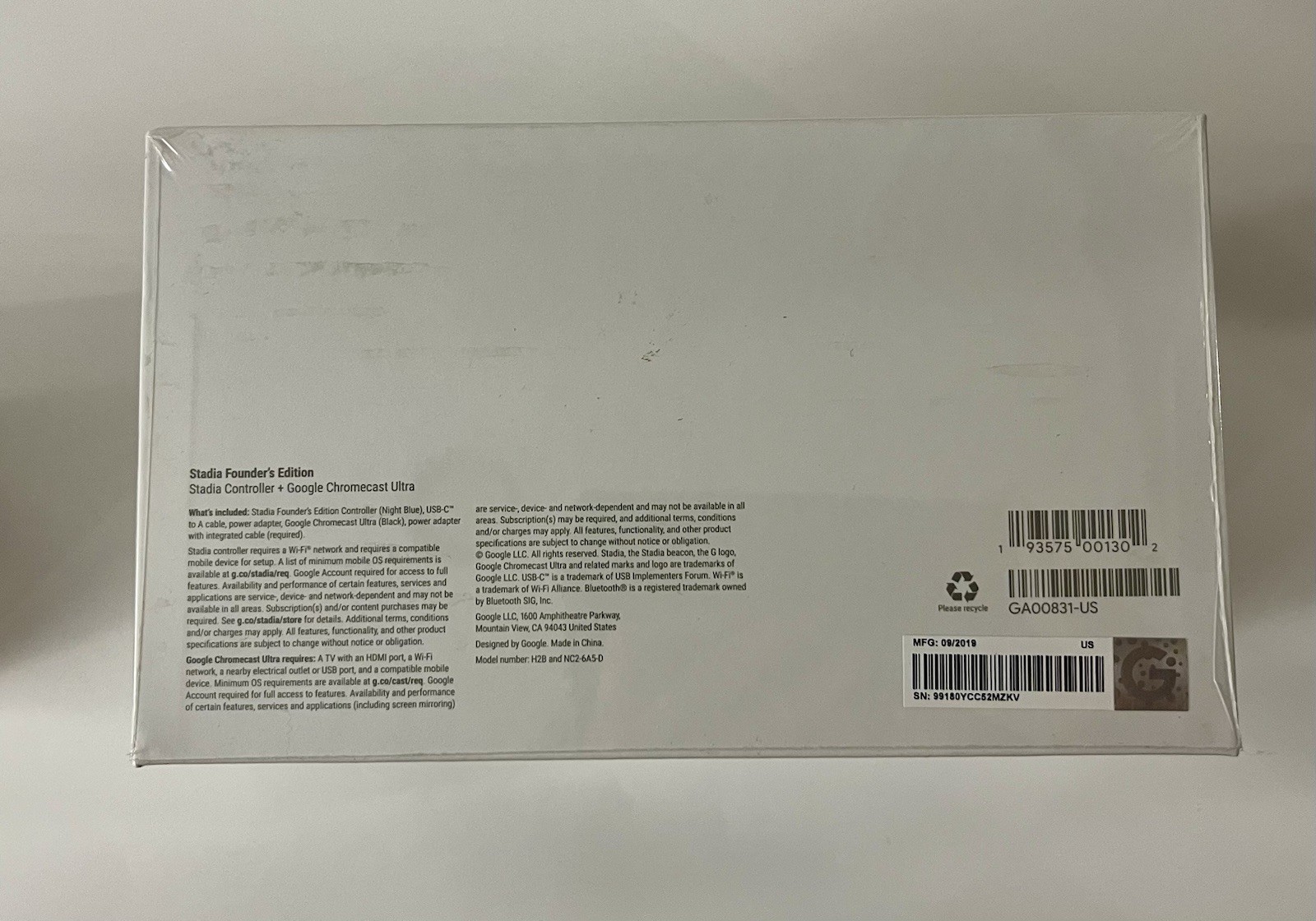 SEALED Stadia Founders Edition Chromecast Ultra 2 Controllers Night Blue & White