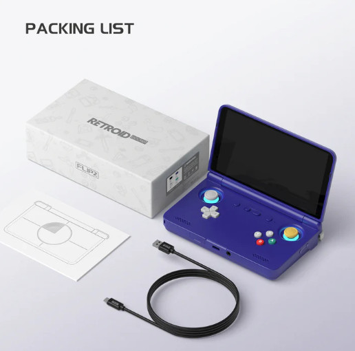 ICE BLUE Retroid Pocket Flip 2 Handheld OLED Screen, Hall Sticks