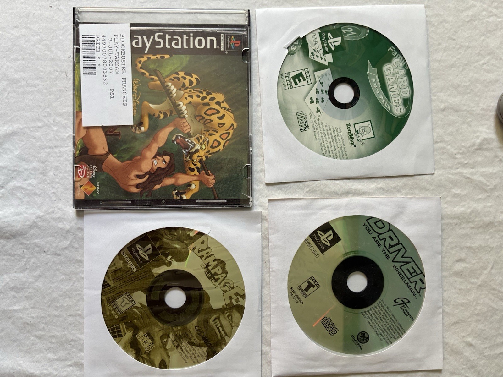 SONY PS1 PLAYSTATION 1 CONSOLE SCPH-7501 Memory Card 4 Games, 4 Controllers More