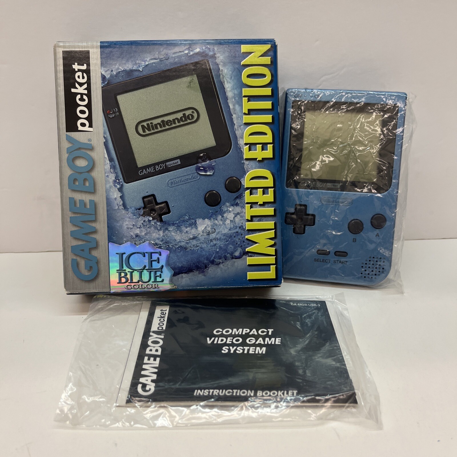 Game Boy Pocket Ice Blue Limited Edition W/ Box Manual Complete CIB (FAST SHIP!)