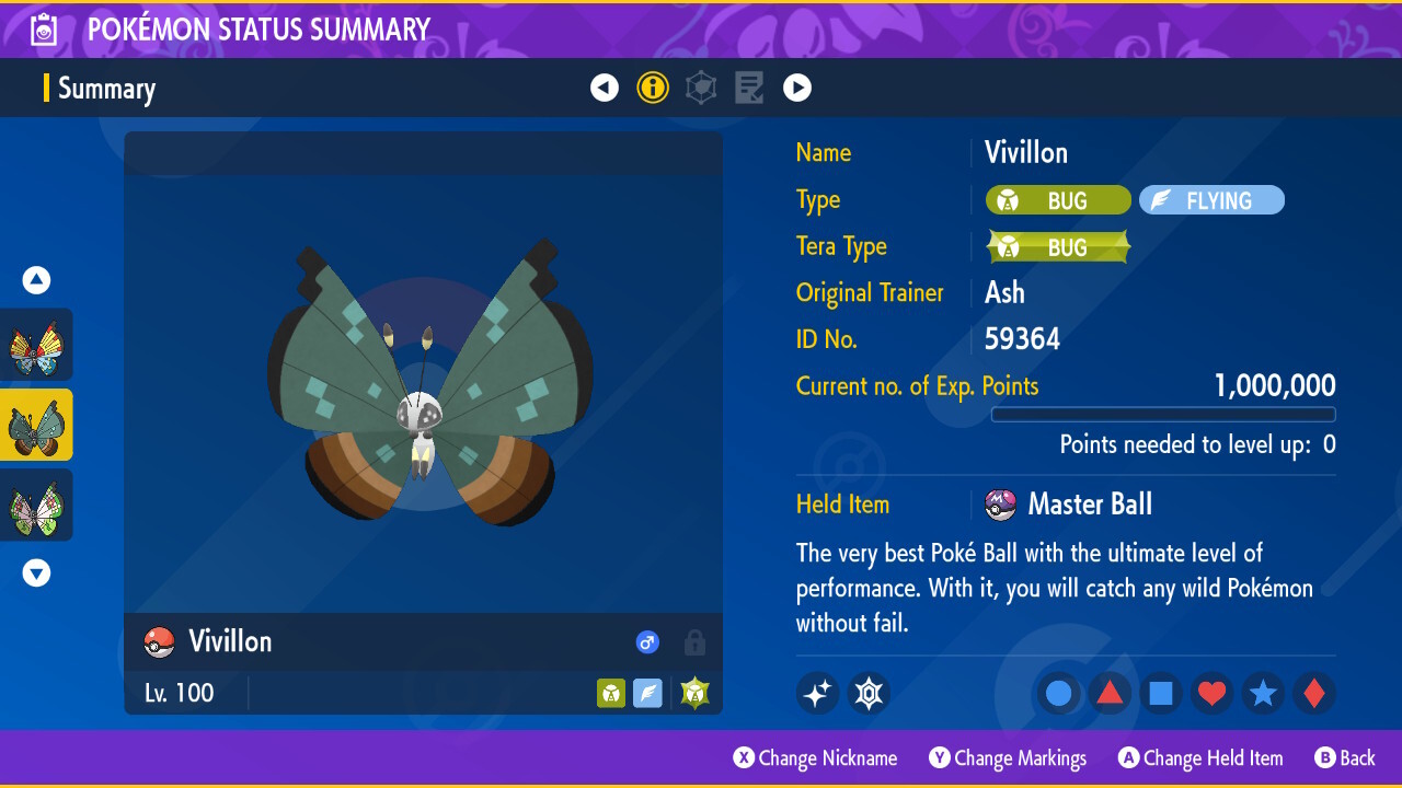 Vivillon All Forms 6iv 🌟 Shiny 🌟 & Non Shiny Pokemon Scarlet and Violet Home