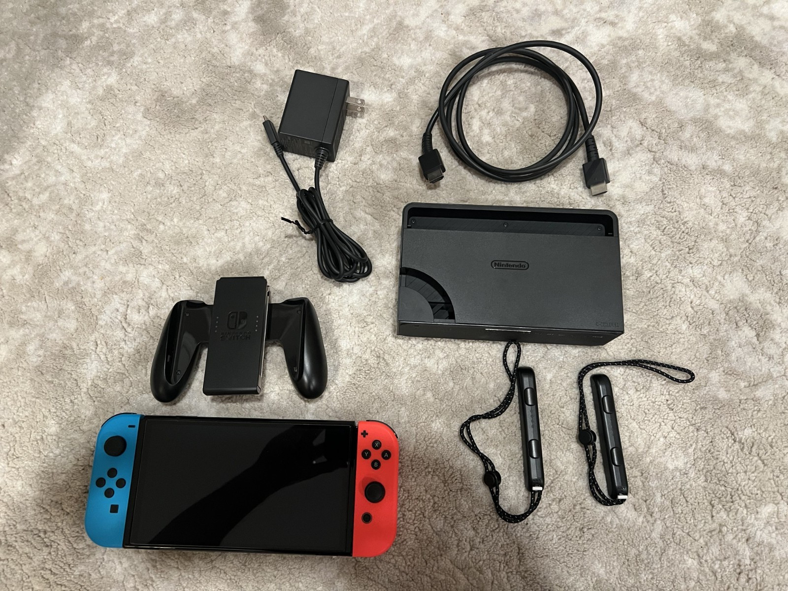 Nintendo Switch OLED + CASE *GREAT CONDITION* Console – 64GB Black/Blue