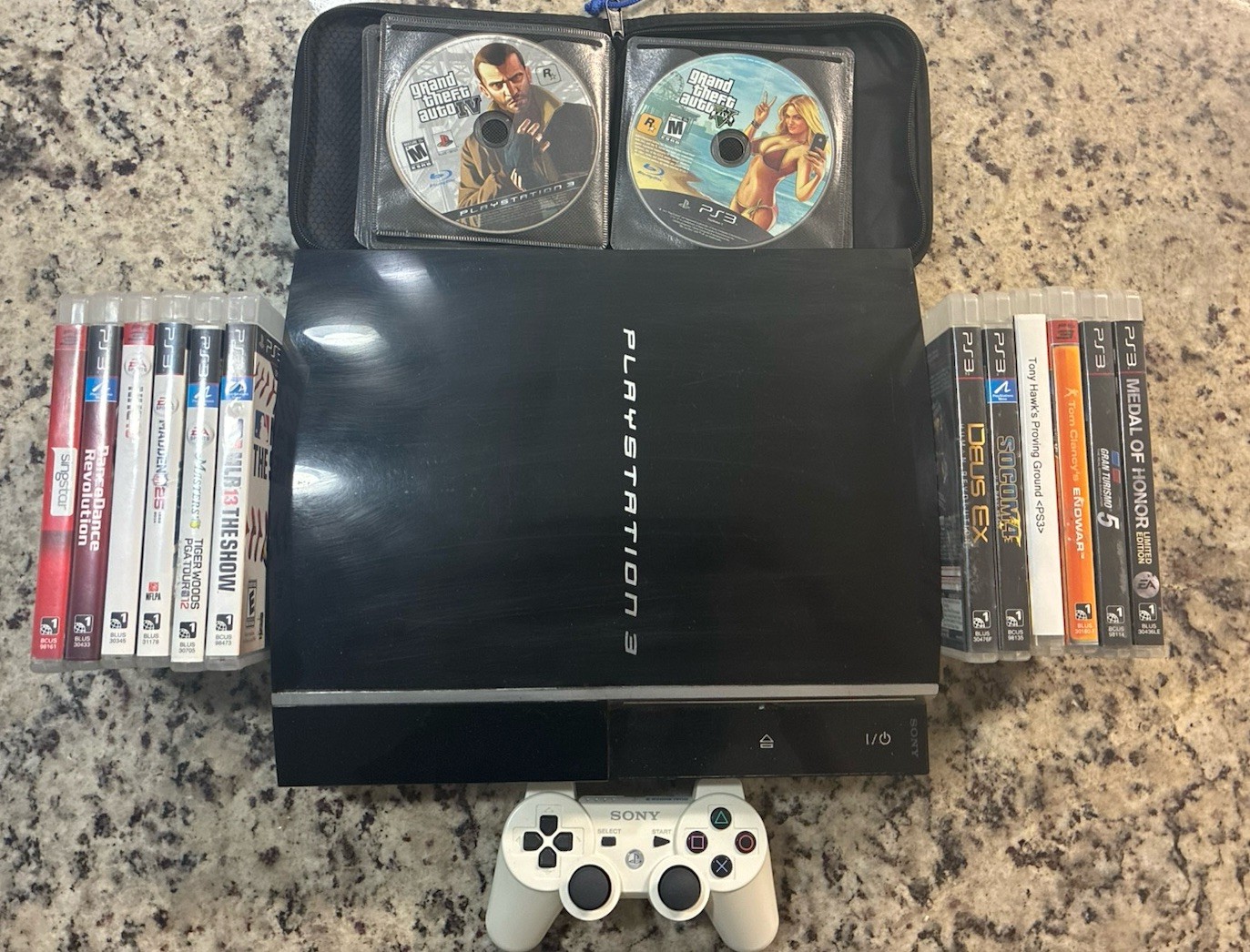 Sony PlayStation PS3 80GB Console Lot – 36 Games + Controller/Cables + New Laser