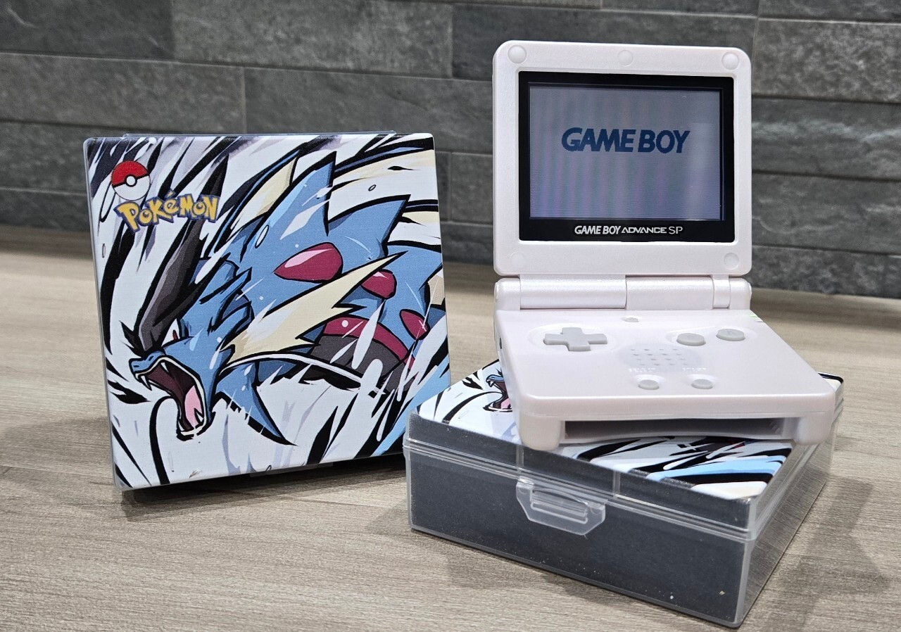 Nintendo Gameboy Advance SP Gyarados Pokémon Reshell Glass Screen & New Battery